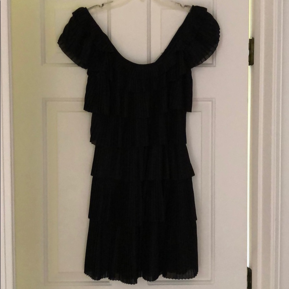 White House Black Market Ruffle black dress